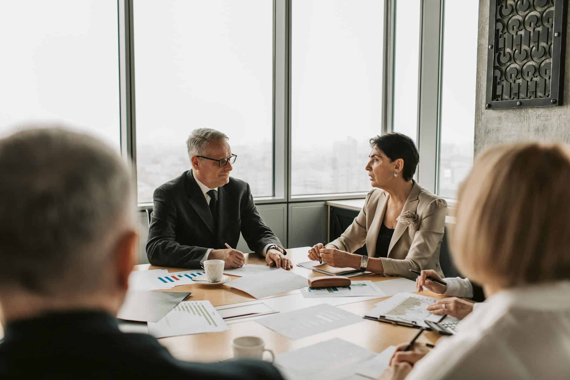 Business professionals meeting representing shareholder advocacy