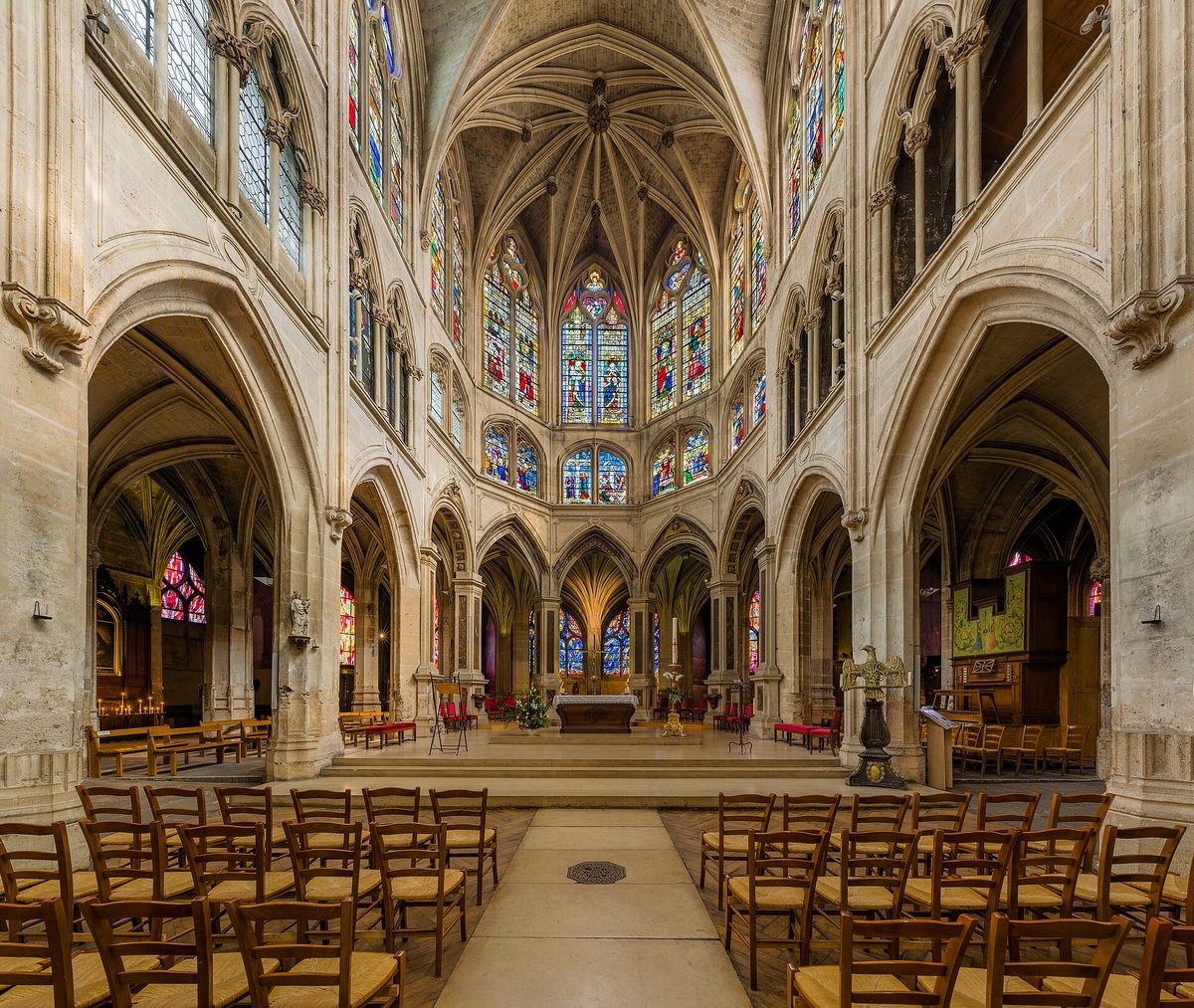 A church sanctuary interior, illustrating prosperity gospel teaching